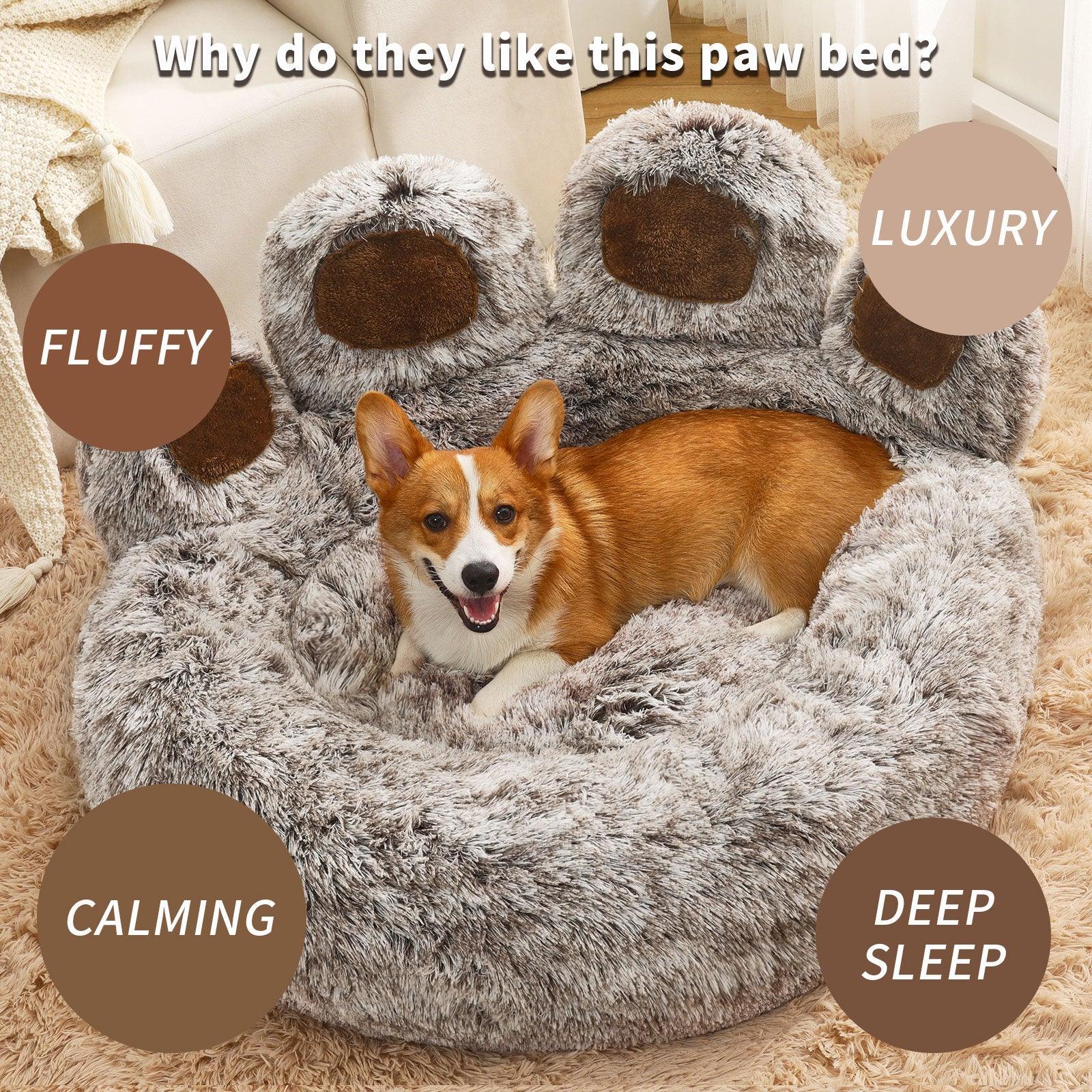 Cozy Paw-Shaped Calming Pet Bed HappinessPaws™