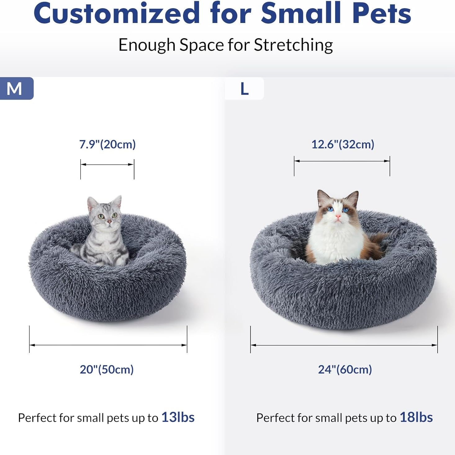 Dark Grey Donut Cat Bed by HappinessPaws™ - Non-Slip Bottom for Stability on Any Surface