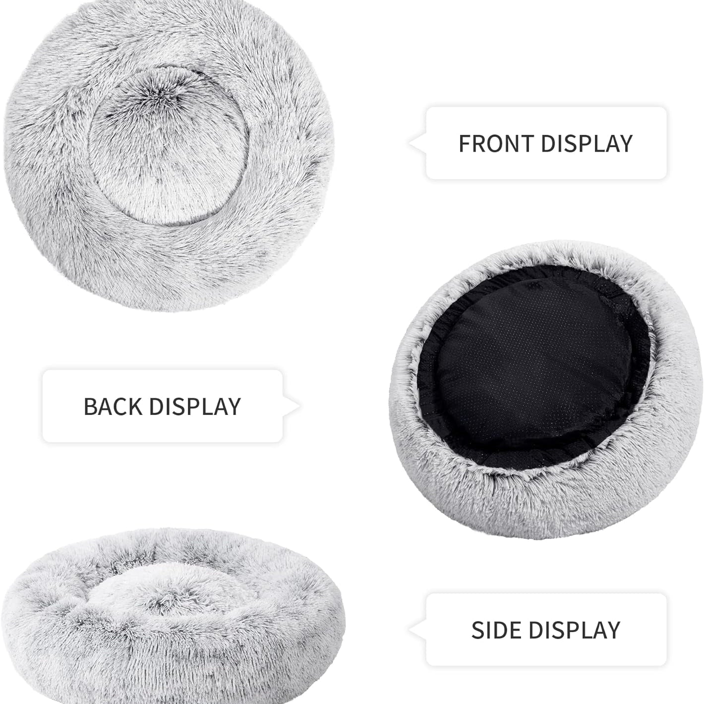 Light Grey Donut Cat Bed by HappinessPaws™ - Encourages Restful Sleep for Cats of All Ages