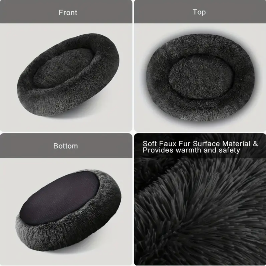Donut bed HappinessPaws™ Front, Top and Bottom