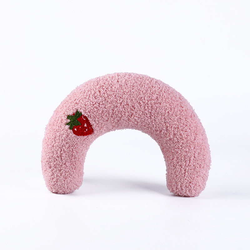 Pink cat calming pillow by HappinessPaws™, offering a soft and cozy resting spot for pets.