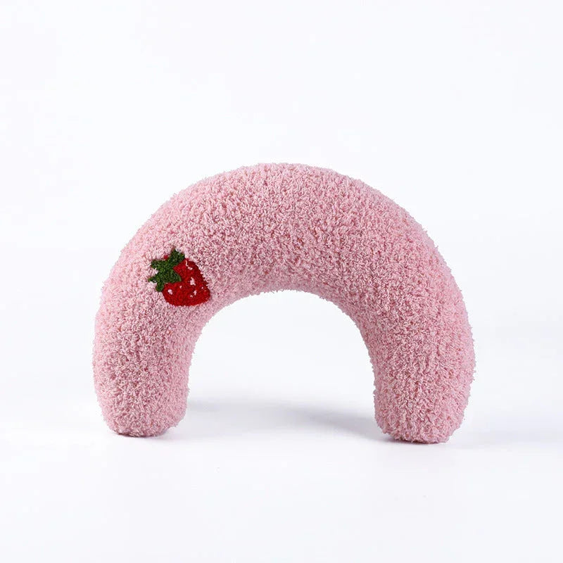 Pink cat calming pillow by HappinessPaws™, offering a soft and cozy resting spot for pets.