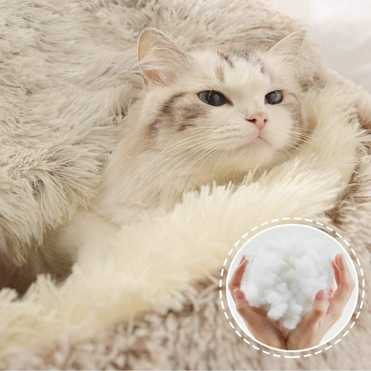 Polyfiber-stuffed Cat Cozy Cocoon by HappinessPaws™ - Soft and supportive for cats' comfort