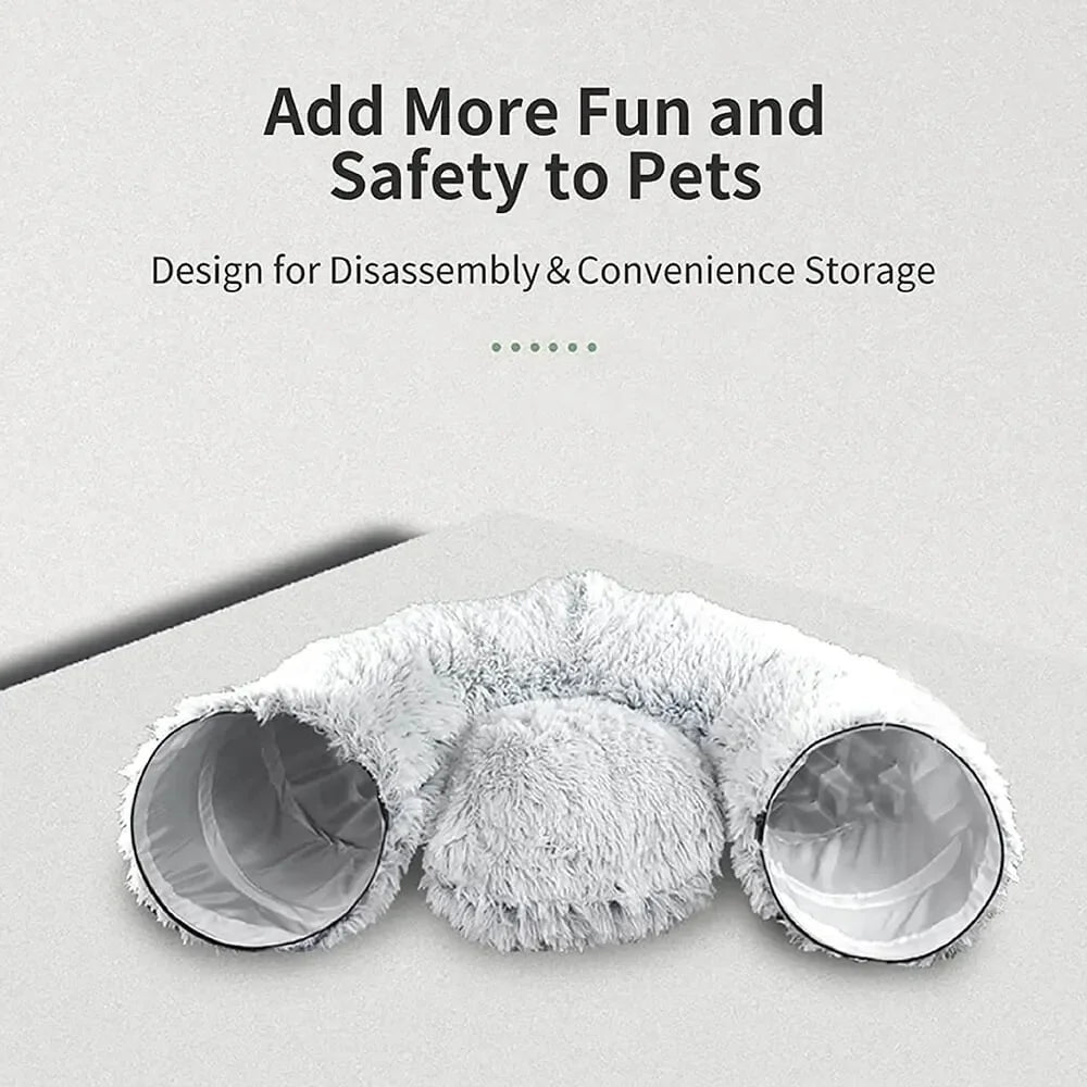 Close-up of the non-slip bottom surface of the HappinessPaws™ cat tunnel bed