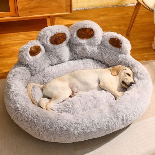 A cozy retreat in Ash: the Soothing HappinessPaws Bed™, providing warmth and security for your furry companion.