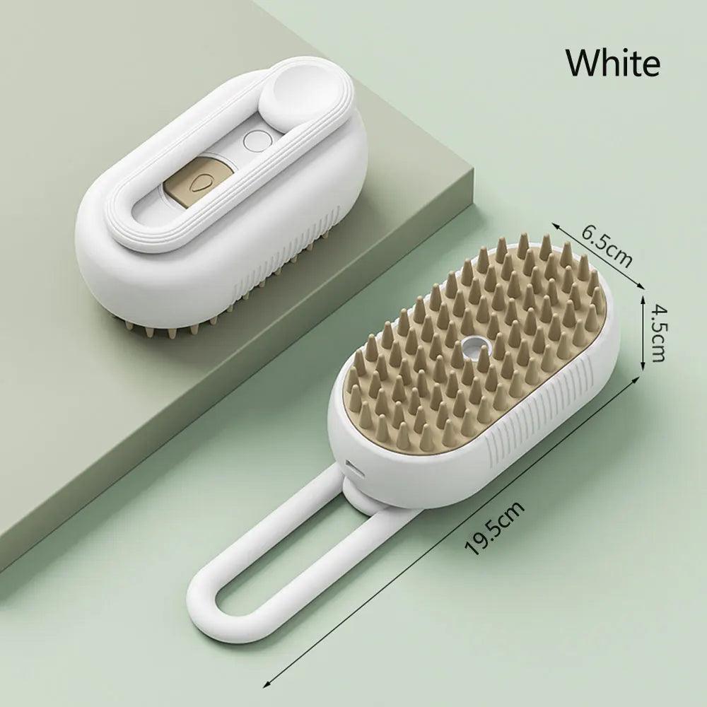 3-in-1 Water Dog Brush by HappinessPaws in White with dimensions labeled