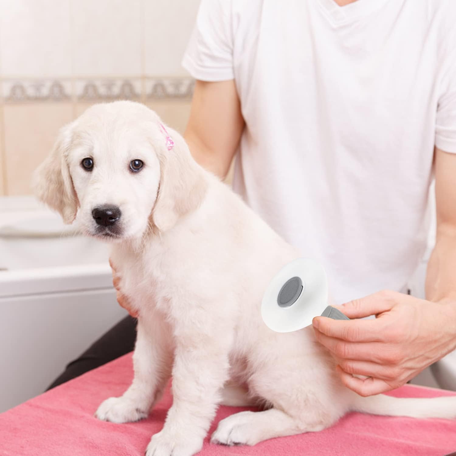 The Dog Self-Cleaning Brush by HappinessPaws™, equipped with bristles that gently massage your pet's skin while removing loose hair.