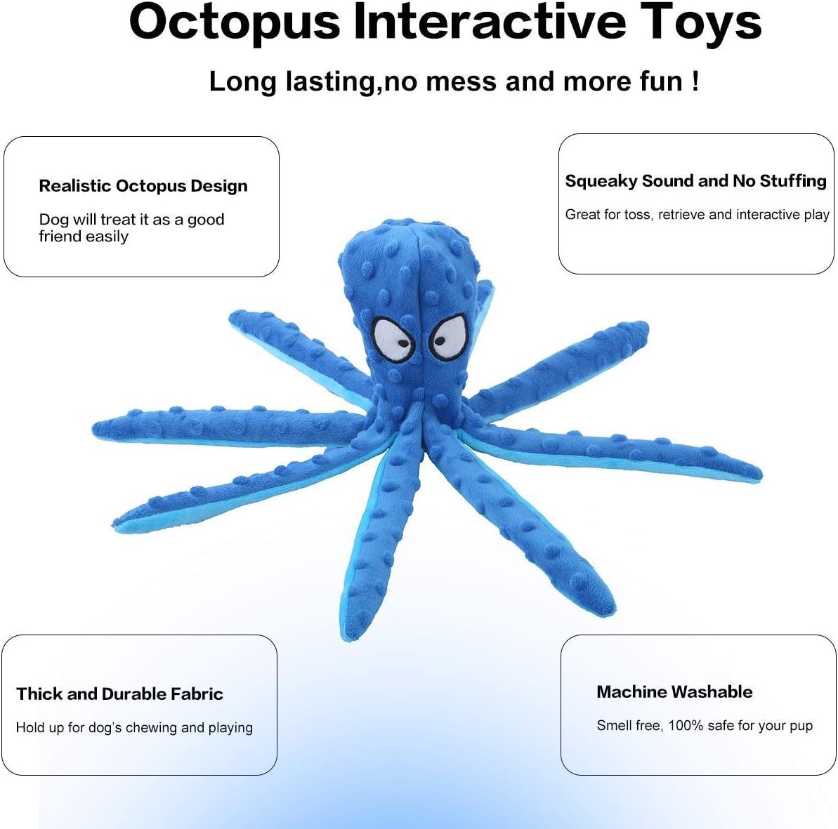 Octopus Indestructible & Squeaky HappinessPaws™ Interactive Dog toy