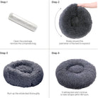 Dark Grey Donut Cat Bed by HappinessPaws™ - Enhances Your Cat's Living Space with Elegance