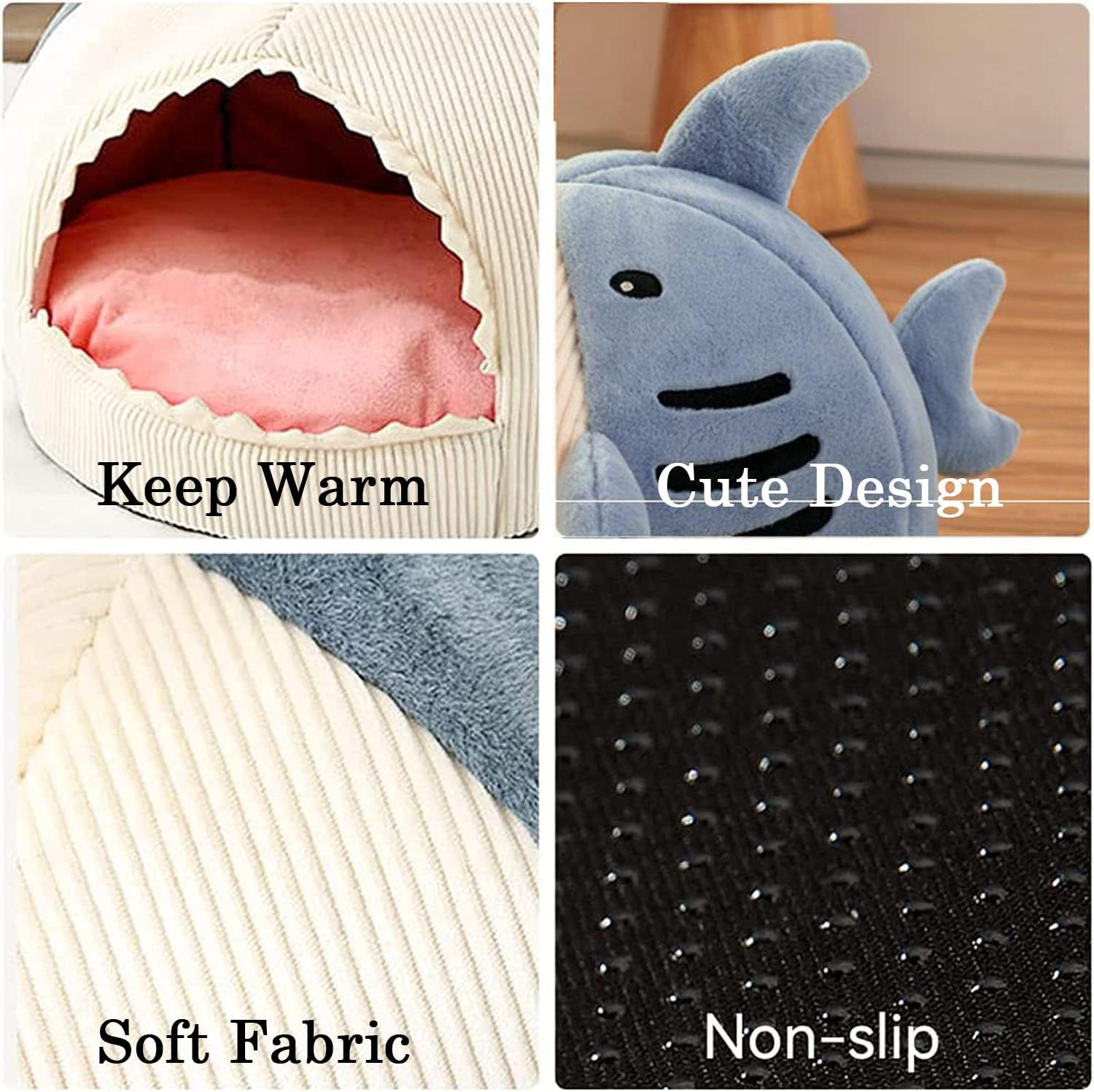 Shark Cat Bed by HappinessPaws™ - Adorable Shark Design Adds Charm to Any Room