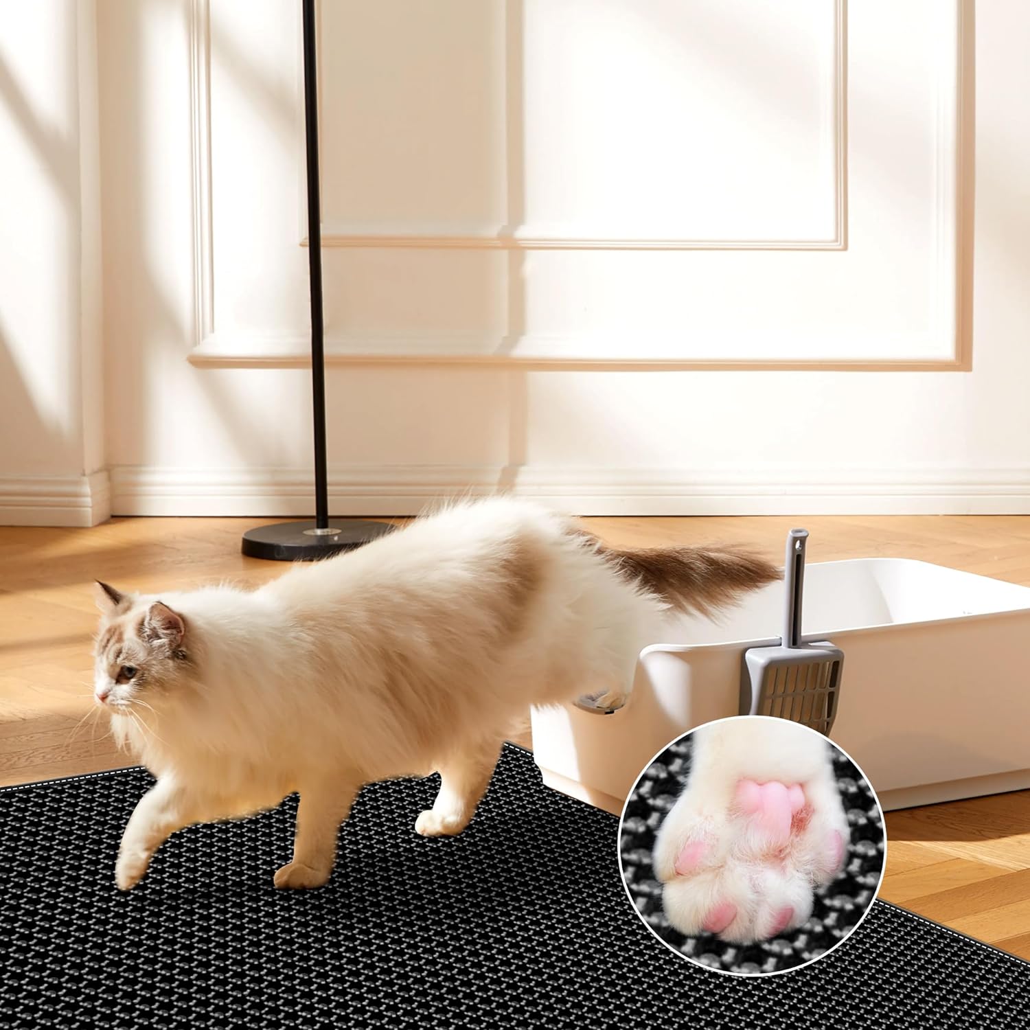 The Ultimate Cat Litter Mat by HappinessPaws®, designed to trap litter and keep your floors clean.