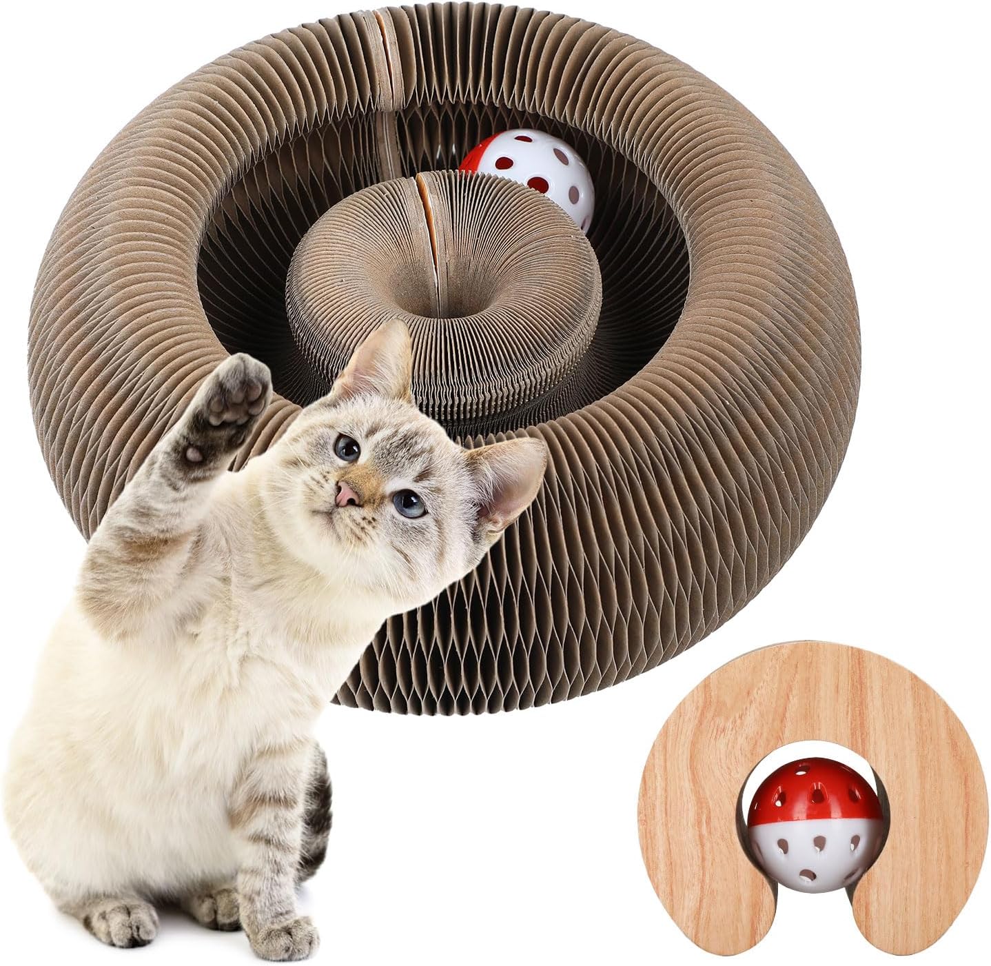 An image showcasing the unique curved design of the Magic Cat Scratching Board by HappinessPaws™