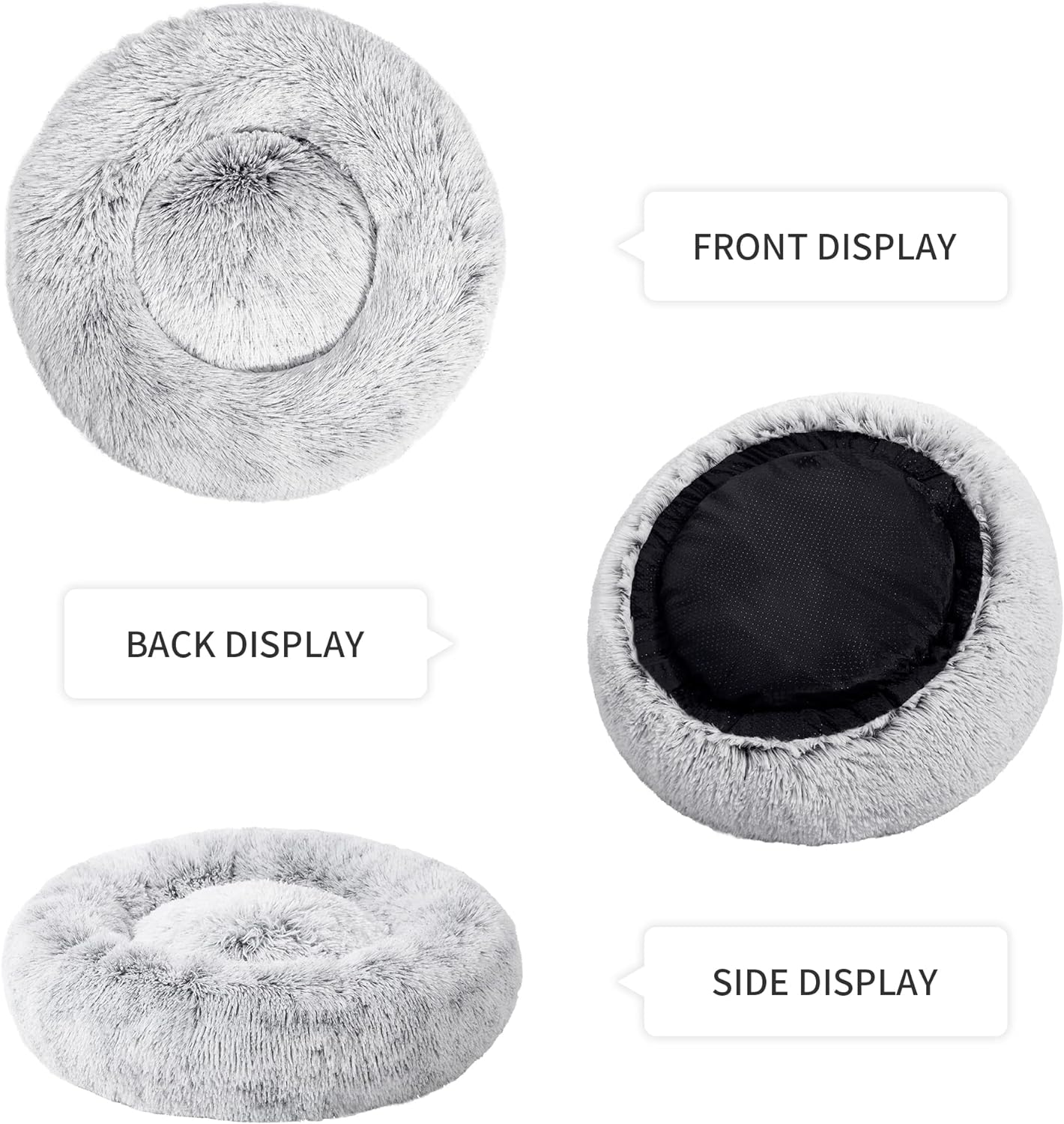 Light Grey Donut Cat Bed by HappinessPaws™ - Encourages Restful Sleep for Cats of All Ages