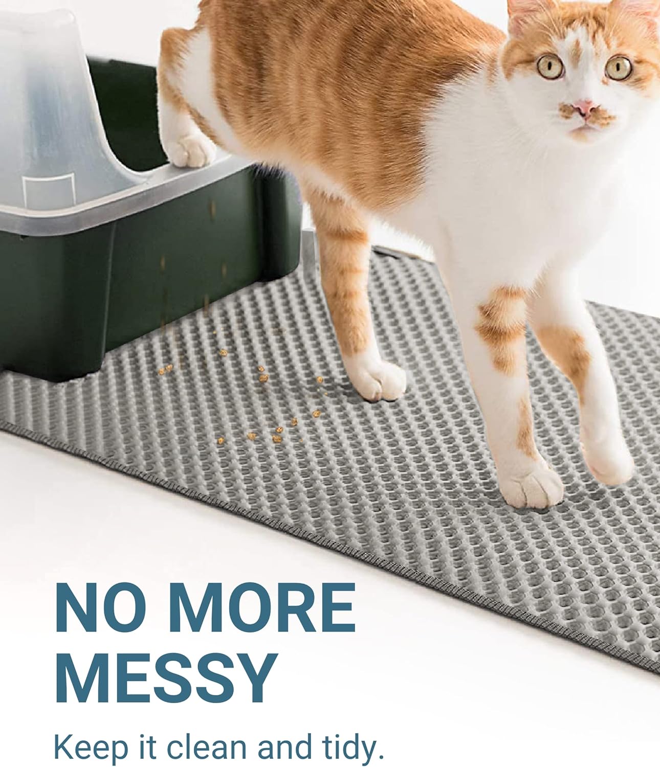 The textured surface of the Ultimate Cat Litter Mat by HappinessPaws®, providing a comfortable walk for cats