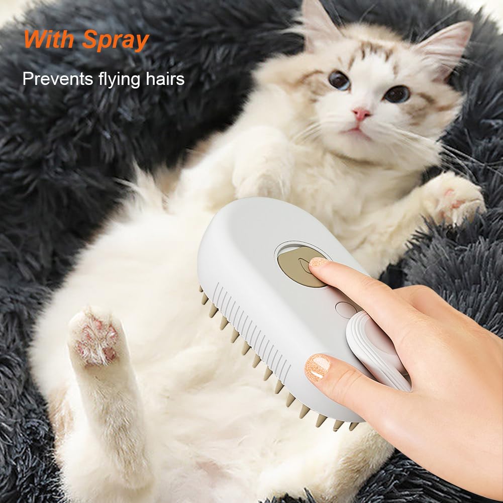 3 in 1 Water Cat Brush by HappinessPaws™, designed to prevent flying hairs while grooming and hydrating.