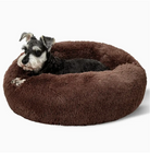 An L-sized Brown Donut Bed by HappinessPaws™, providing a comfortable 60 cm diameter sleeping area