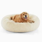 A 4XL-sized Beige Donut Bed by HappinessPaws™, offering a generous 100 cm diameter for giant breeds.