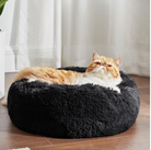 An M-sized Dark Donut Bed by HappinessPaws™, offering a cozy 50 cm diameter for small pets.