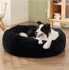 A 4XL-sized Dark Donut Bed by HappinessPaws™, offering a generous 100 cm diameter for giant breeds.