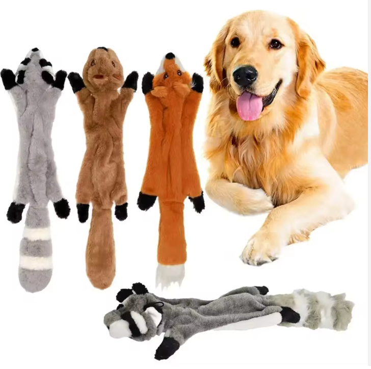 Set of 3 Hunting Prey Interactive Chew and Squeaky Toys Plush: Perfect for active playtime with your furry friend.