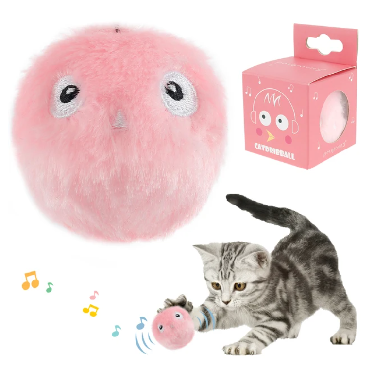 The Pink-Bird variant of the Feline Fun Frenzy Ball by HappinessPaws™, featuring a delightful bird chirping sound to captivate feline attention