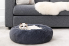 Dark Grey Donut Cat Bed by HappinessPaws™ - Plush Comfort for Your Feline Friend