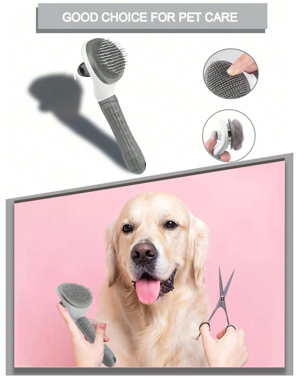 The Dog Self-Cleaning Brush by HappinessPaws™, a hassle-free grooming tool for maintaining your pet's coat.