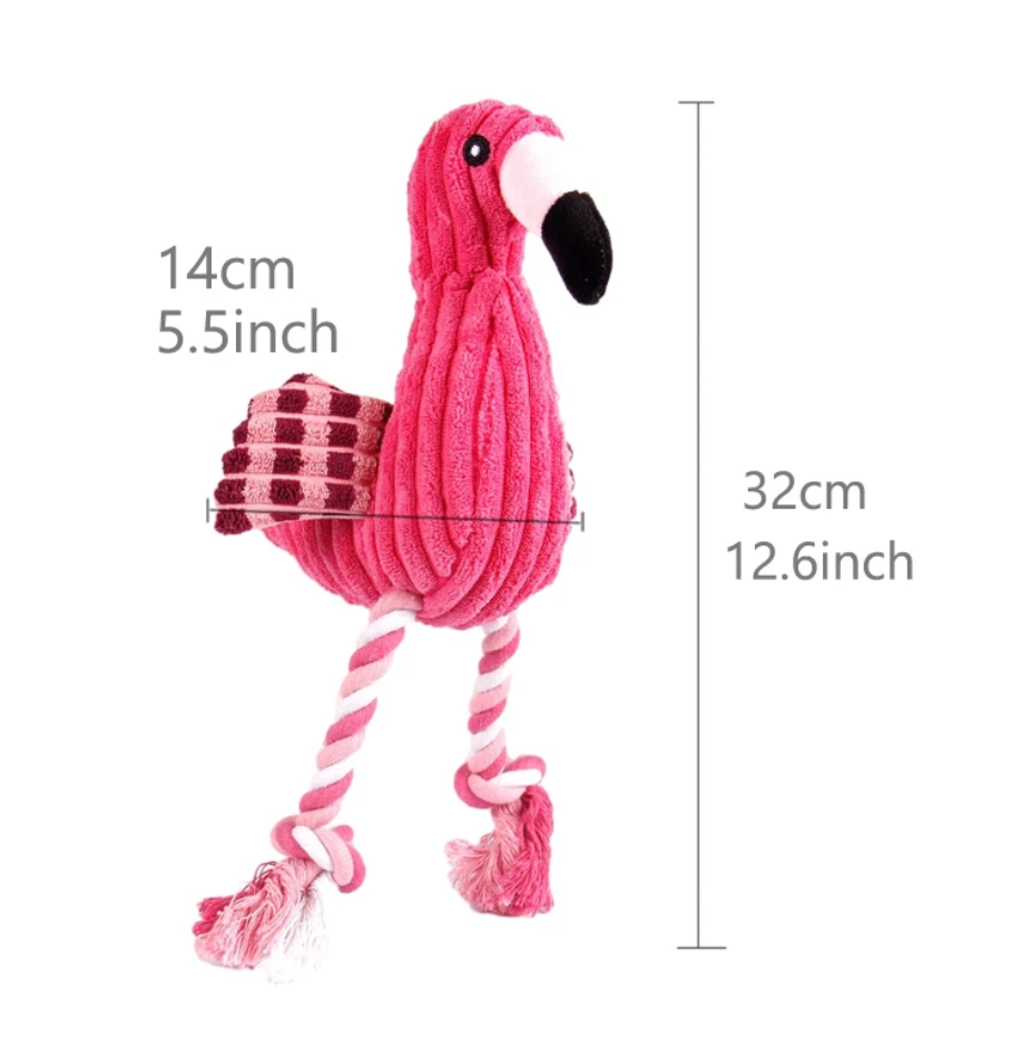 Flamingo Squeaky Plush for Dogs: Add excitement to your dog's day with this squeaky toy from HappinessPaws™