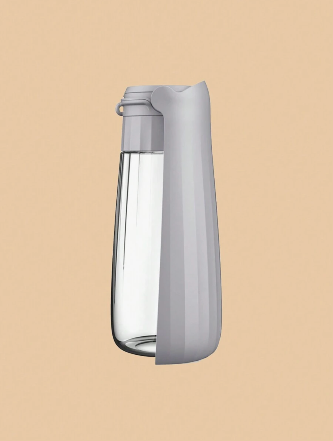 Grey Pet Water Bottle: Foldable 500ml for Outdoor UseHappinessPaws™ Outdoor Pet Water Bottle: Compact and lightweight for easy carrying on walks.