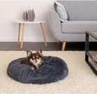 A cozy M-sized Dark Grey Donut Bed by HappinessPaws™, measuring 50 cm in diameter.