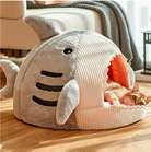 Grey Shark Cat Bed by HappinessPaws™ - Removable Cushion for Easy Cleaning