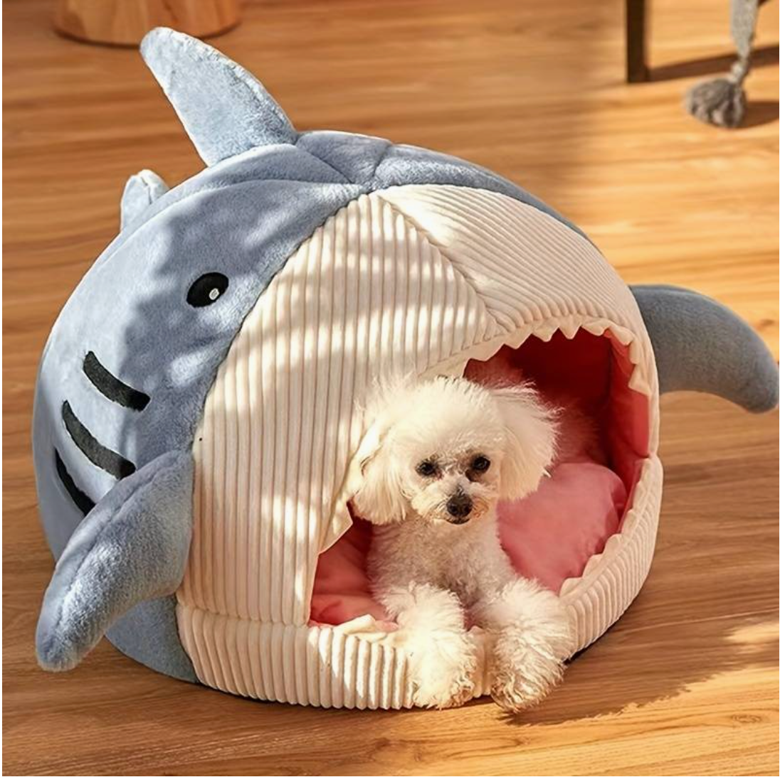 Shark Blue Dog Bed by HappinessPaws™ - Playful Design Stimulates Curiosity and Fun