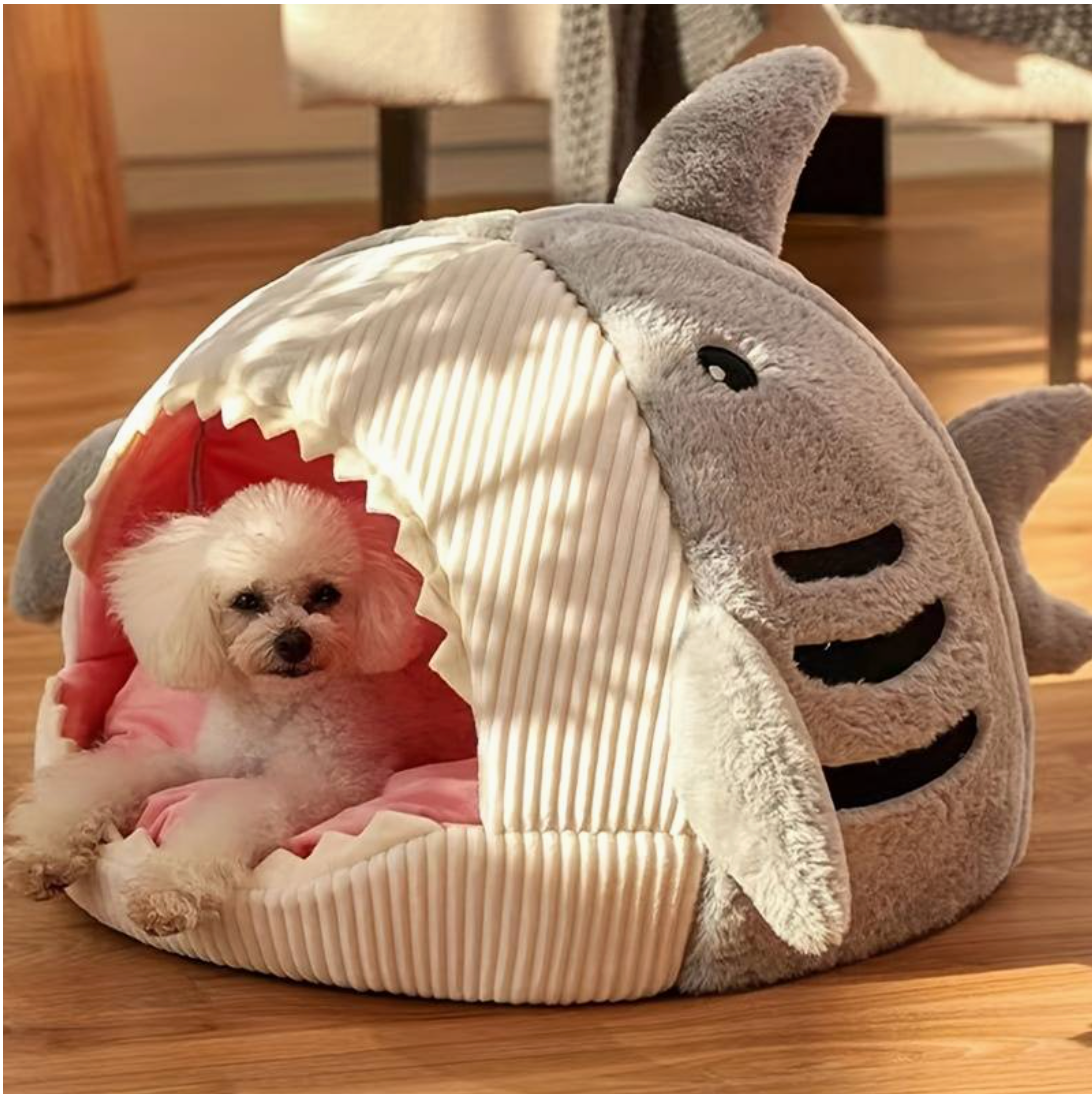 Shark Grey Dog Bed by HappinessPaws™ - Playful Design Stimulates Curiosity and Fun