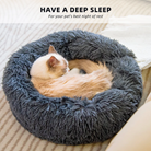  Dark Grey Donut Cat Bed by HappinessPaws™ - Round Shape for Cats to Curl Up In