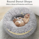 Light Grey Donut Cat Bed by HappinessPaws™ - Provides Warmth and Security for Anxious Cats