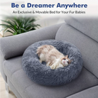 Dark Grey Donut Cat Bed by HappinessPaws™ - Enclosed Design Provides Sense of Security