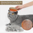 Cat being groomed with the 3 in 1 Water Cat Brush by HappinessPaws™, effectively removing loose fur and providing hydration.