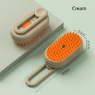 Cream-colored 3 in 1 Cat Brush by HappinessPaws™, showing detailed dimensions and ergonomic bristle design.