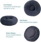 Dark Grey Donut Cat Bed by HappinessPaws™ - Non-Slip Bottom for Stability on Any Surface