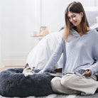 Dark Grey Donut Cat Bed by HappinessPaws™ - Luxurious Bedding for Cats to Lounge In