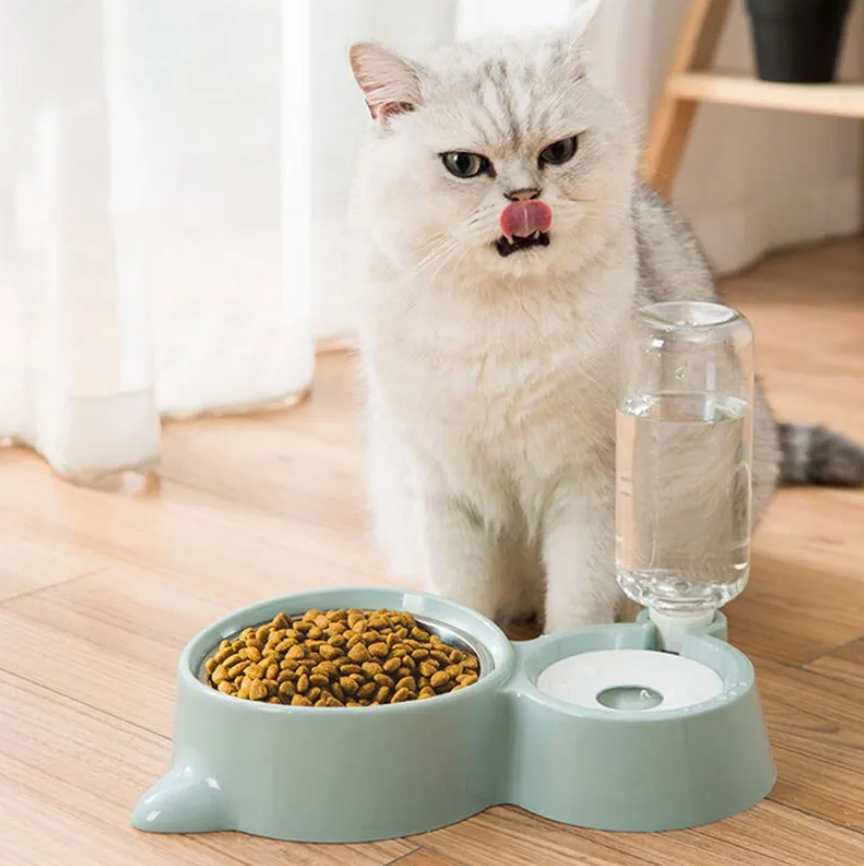 Close-up of HappinessPaws™ Cat Fountain & Bowl - showcasing sleek design and water flow mechanism.