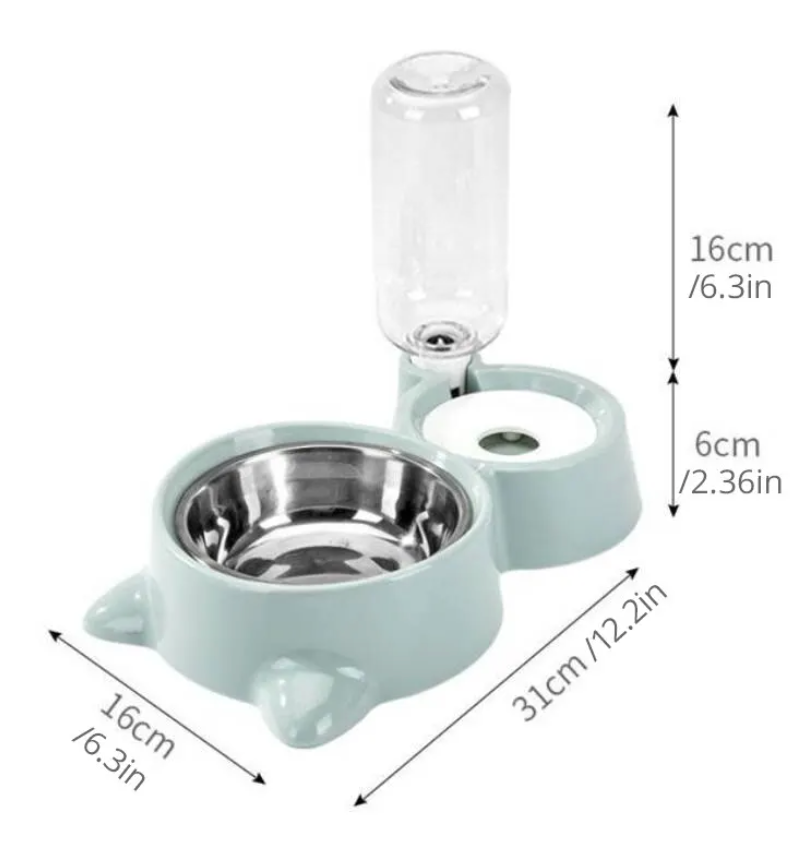 Size dimensions of HappinessPaws™ Cat Fountain & Bowl - perfect fit for small to medium-sized pets.