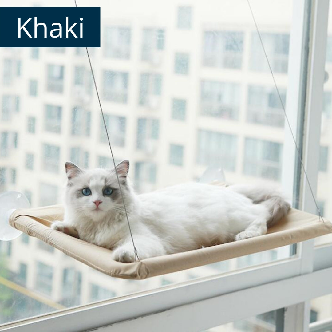 Khaki Indoor Cat Hammock by HappinessPaws™ - Stylish Resting Spot for Your Feline