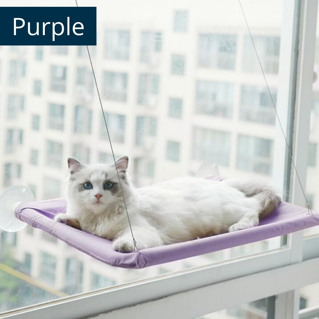 Purple Indoor Cat Hammock by HappinessPaws™ - Tranquil Retreat for Your Furry Friend