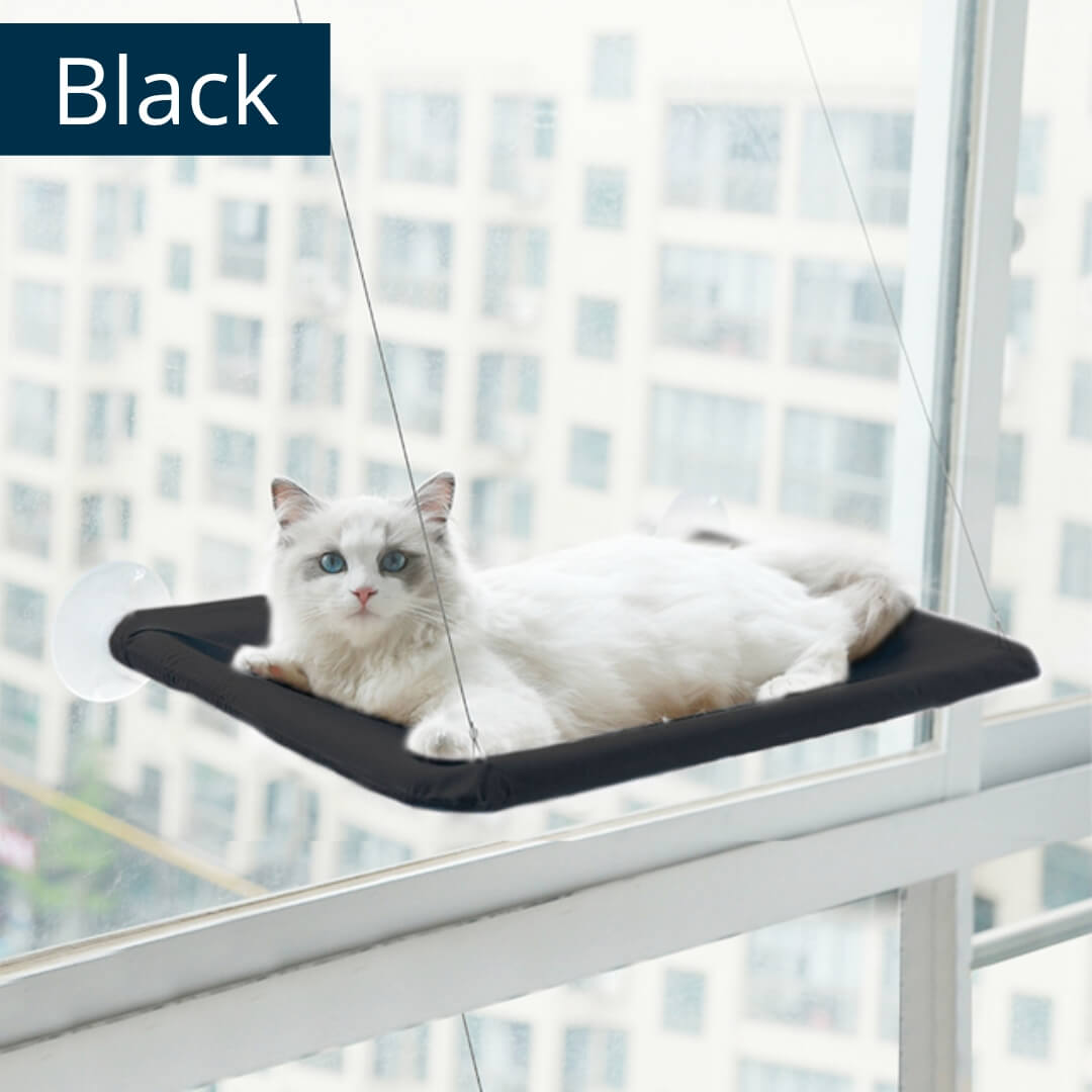 Black Indoor Cat Hammock by HappinessPaws™ - Sleek and Elegant Resting Spot for Cats