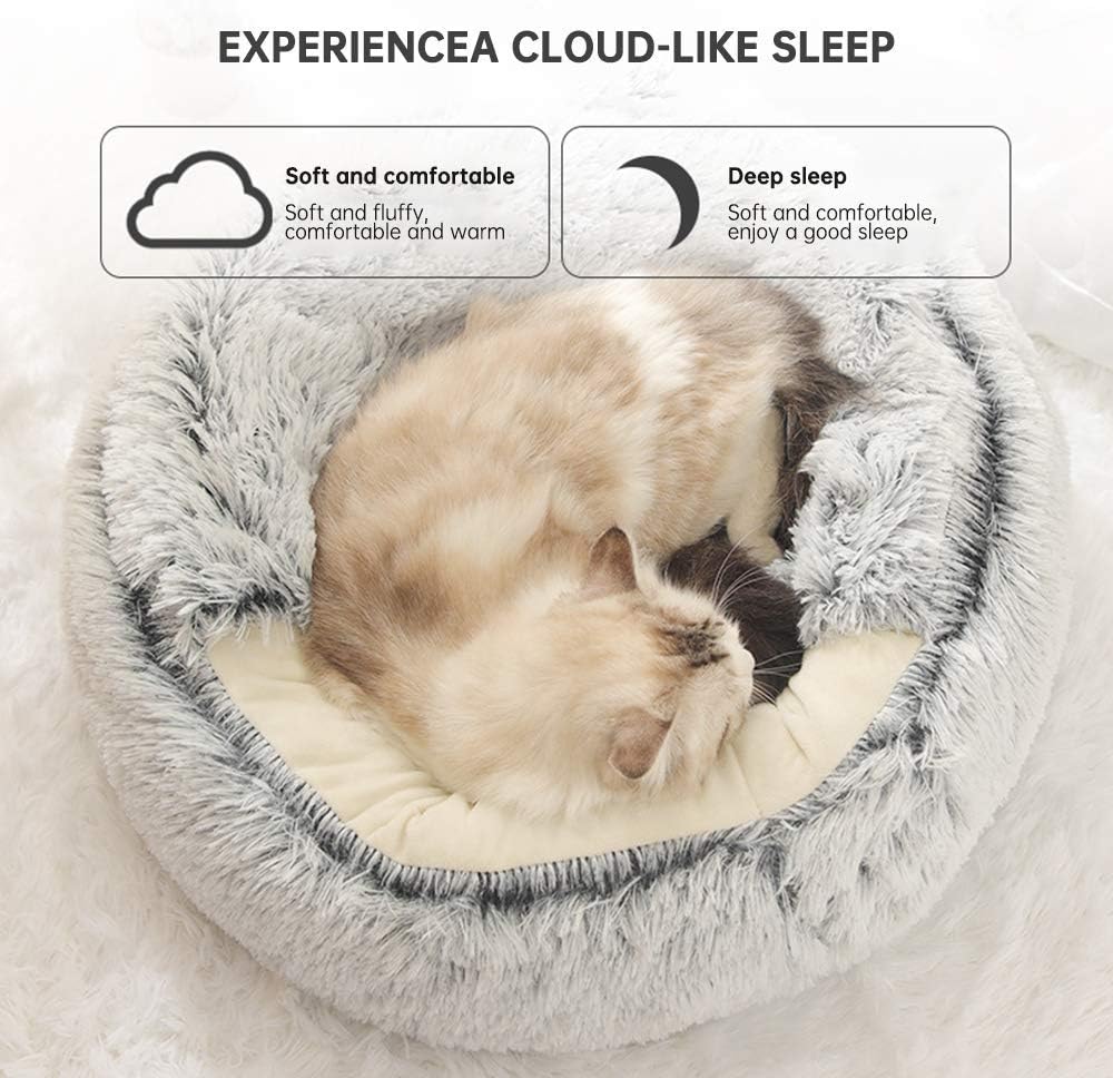 Cat Cozy Cocoon by HappinessPaws™ - Ultra-soft plush fabric for maximum comfort and deep sleep