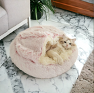 Pink fluffy Cat Cozy Cocoon by HappinessPaws™ - Perfect snuggle spot for cats