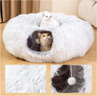 Close-up of the plush, soft fabric used in the HappinessPaws™ cat tunnel bed