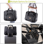 Different ways to carry the HappinessPaws™ Cat Carrier: shoulder, hand, and secured in car