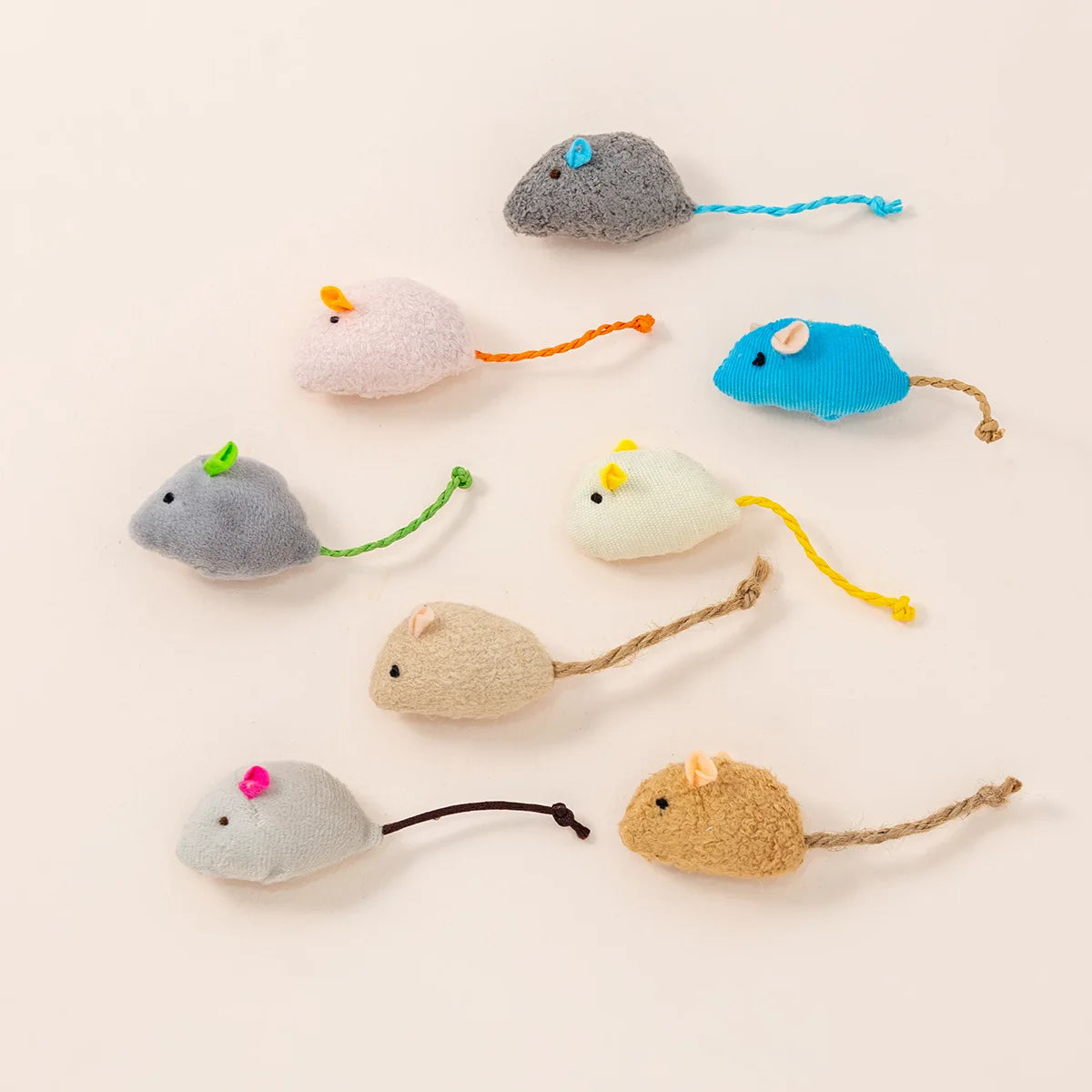 10 catnip mouse toys in various colors, offering interactive fun and stimulation for cats.